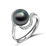 Rhodium Crystal Ring With Big Pearl Manufacturing Silver Ringer