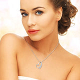 Floating Heart Necklaces for Women Sterling Silver, Cubic Zirconia True Love Jewelry Gifts for Girlfriend Mom Daughter