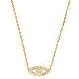 Yellow Gold Plated Evil eye Cubic Zirconia Pendant Necklace 