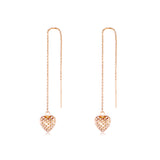 18K Gold European And American Fashion Earrings Hollow Out Love Hearts Dangle Drop  Ear Line Light Luxury Niche Ladies Jewelry