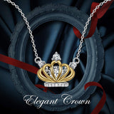S925 Sterling Silver Creative Gold Crown Micro-Set Pendant Necklace Female Jewelry Cross-Border Exclusive