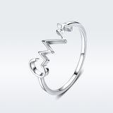 S925 Sterling Silver Lifeline Symbol Ring White Gold Plated Ring