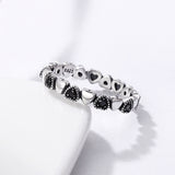 S925 Sterling Silver Crossed Heart Ring Oxidized Cubic Zirconia Ring