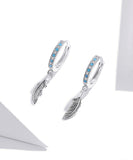 925 Sterling Silver Exquisite Feather Dangle Earrings Precious Jewelry For Women