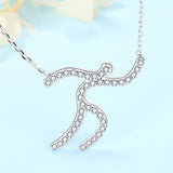 925 Sterling Silver Run Healthy Lifestyle Pendant Chain Clear Zircon Movement Exercise Necklace For Women